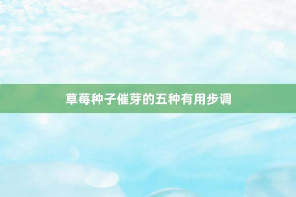 草莓种子催芽的五种有用步调